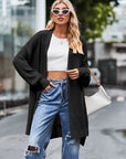 Open Front Dropped Shoulder Longline Cardigan