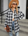 Plaid Collared Neck Long Sleeve Shirt