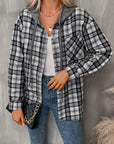 Plaid Long Sleeve Hooded Jacket