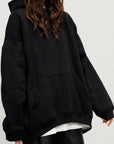 Pocketed Dropped Shoulder Long Sleeve Hoodie