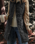 Dark Slate Gray Pocketed Zipper and Button Vest Coat