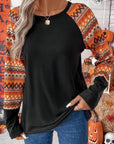 Printed Round Neck Long Sleeve Top