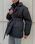 Puffer Long Sleeve Winter Coat with Belt