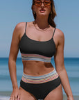 Slate Gray Scoop Neck Spaghetti Strap Two-Piece Swim Set