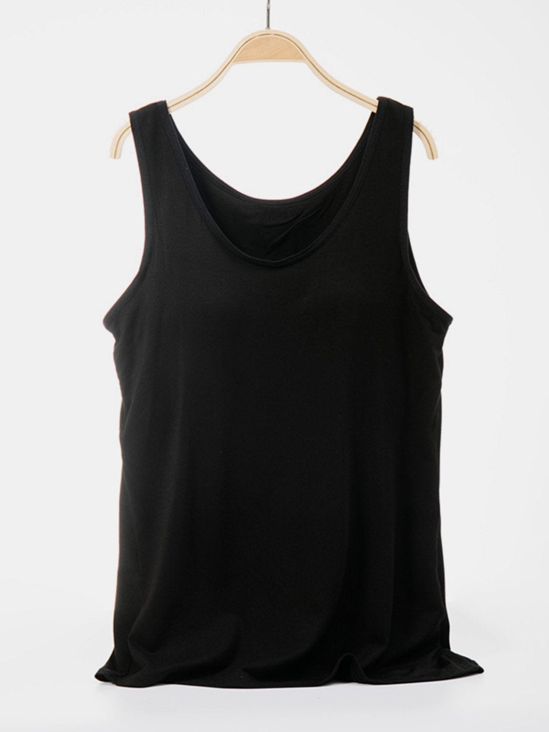 White Smoke Scoop Neck Wide Strap Tank