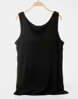 White Smoke Scoop Neck Wide Strap Tank