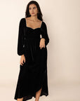 Sweetheart Neck Long Sleeve Midi Dress