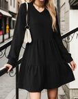 V-Neck Long Sleeve Mini Dress