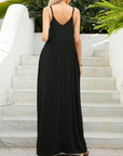 Black V-Neck Maxi Cami Dress with Pockets