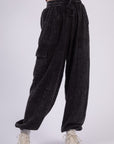 Light Gray VERY J Washed Woven Crinkle Gauze Drawstring Pants