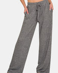 Zenana Drawstring Wide Leg Pants with Side Pockets