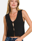 Zenana Hook and Eye Closure V-Neck Sweater Vest