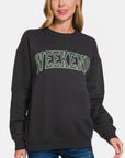 Zenana WEEKEND Round Neck Dropped Shoulder Sweatshirt