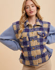 Annie Wear Faux Fur Plaid Button Up Jacket