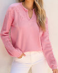 Daisy Notched Long Sleeve Sweater