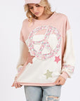 SAGE + FIG Peace & Star Patch Contrast Round Neck Sweatshirt