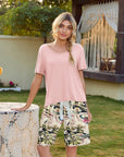 Short Sleeve Top and Printed Shorts Lounge Set