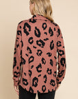 BOMBOM Animal Print Button Up Knit Shacket