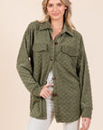 BOMBOM Checkered Button Down Dropped Shoulder Shacket