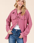 BOMBOM Checkered Button Down Dropped Shoulder Shacket