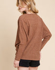 BOMBOM Drop Shoulder Long Sleeve Knit Top