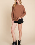 BOMBOM Drop Shoulder Long Sleeve Knit Top