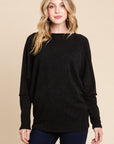 BOMBOM Drop Shoulder Long Sleeve Knit Top