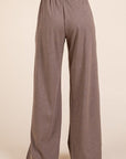 BOMBOM Elastic Waist Wide Leg Pants with Pockets