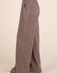 BOMBOM Elastic Waist Wide Leg Pants with Pockets