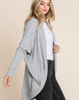 BOMBOM Open Front Long Sleeve Cocoon Cardigan