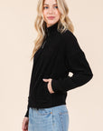 BOMBOM Quarter Zip Long Sleeve Sweatshirt with Pockets