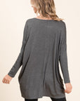 BOMBOM Round Neck Long Sleeve Oversized Top