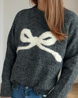 Bow Round Neck Long Sleeve Sweater