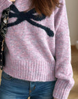 Bow Round Neck Long Sleeve Sweater