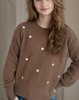 Heart Round Neck Long Sleeve Sweater