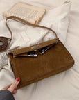 Suede PU Leather Strap Shoulder Bag