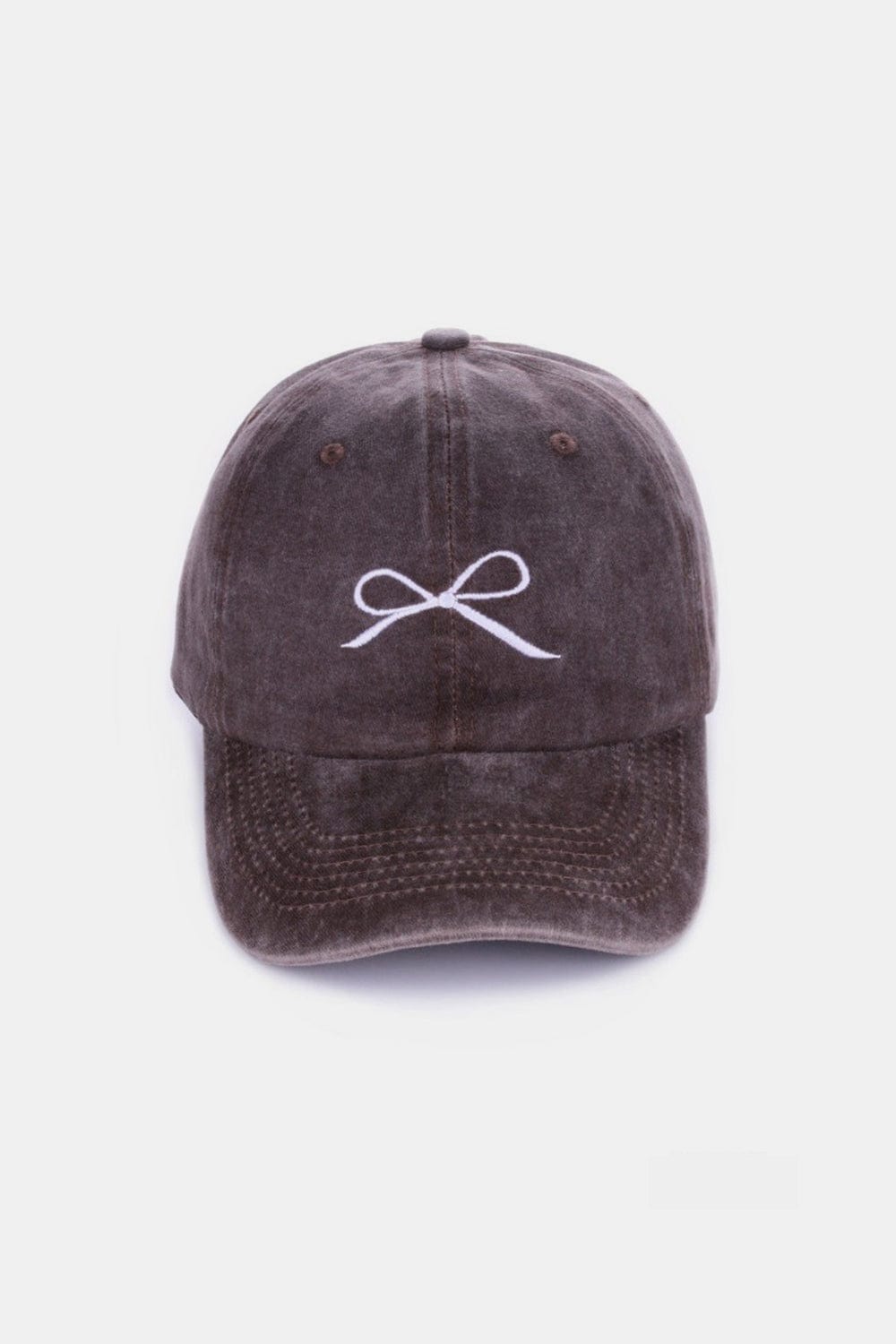 Dark Slate Gray Zenana Bow Embroidered Washed Cotton Caps