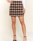 Antique White And The Why Full Size Brushed Plaid Mini Skirt