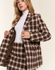 And The Why Full Size Plaid Brushed One Button Blazer