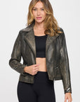 Coalition LA Studded Classic Moto Faux Leather Jacket