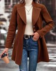 Collared Neck Long Sleeve Longline Coat