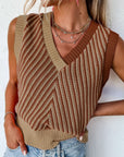 Striped Contrast V-Neck Sweater Vest