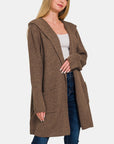 Zenana Hooded Open Front Sweater Cardigan