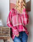 Heimish Plaid Drop Shoulder V-Neck T-Shirt