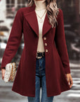 Collared Neck Button Up Long Sleeve Coat