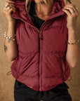 Drawstring Zip Up Vest Coat