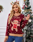 Gingerbread Round Neck Long Sleeve Sweater