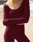 Scoop Neck Long Sleeve Top and Shorts Set