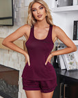 Scoop Neck Wide Strap Tank and Shorts Lounge Set