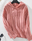 Cable-Knit Long Sleeve Hooded Sweater